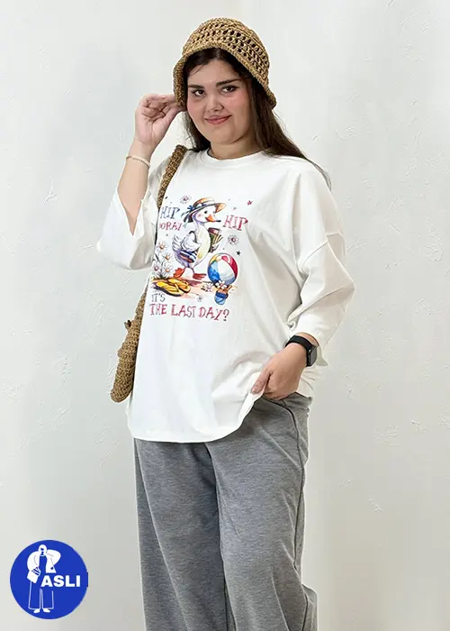 تیشرت باکسی سایز بزرگ hip hip hooray